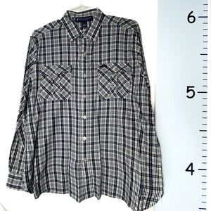 Rocawear Button-down Blue White‎ Plaid Shirt Men's XL
